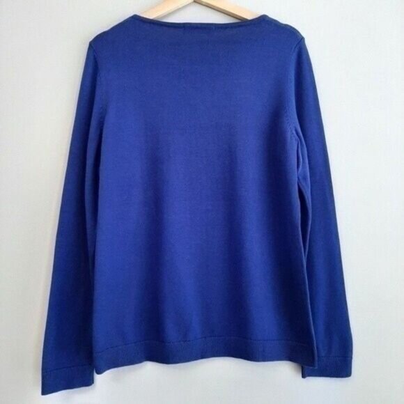ALIA Missy Sweater Fine Knit Crewneck Cobalt Blue Sz M - Picture 6 of 7